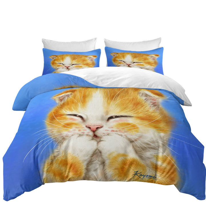 Duvet Covers King with Cute Kids Designs Adorable Shy Ginger Cat