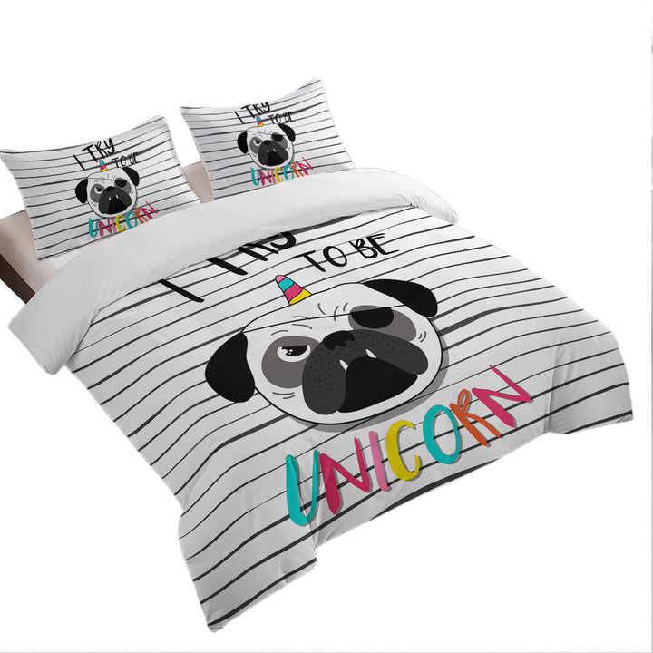 Duvet Covers King with Tough Unicorn Pug