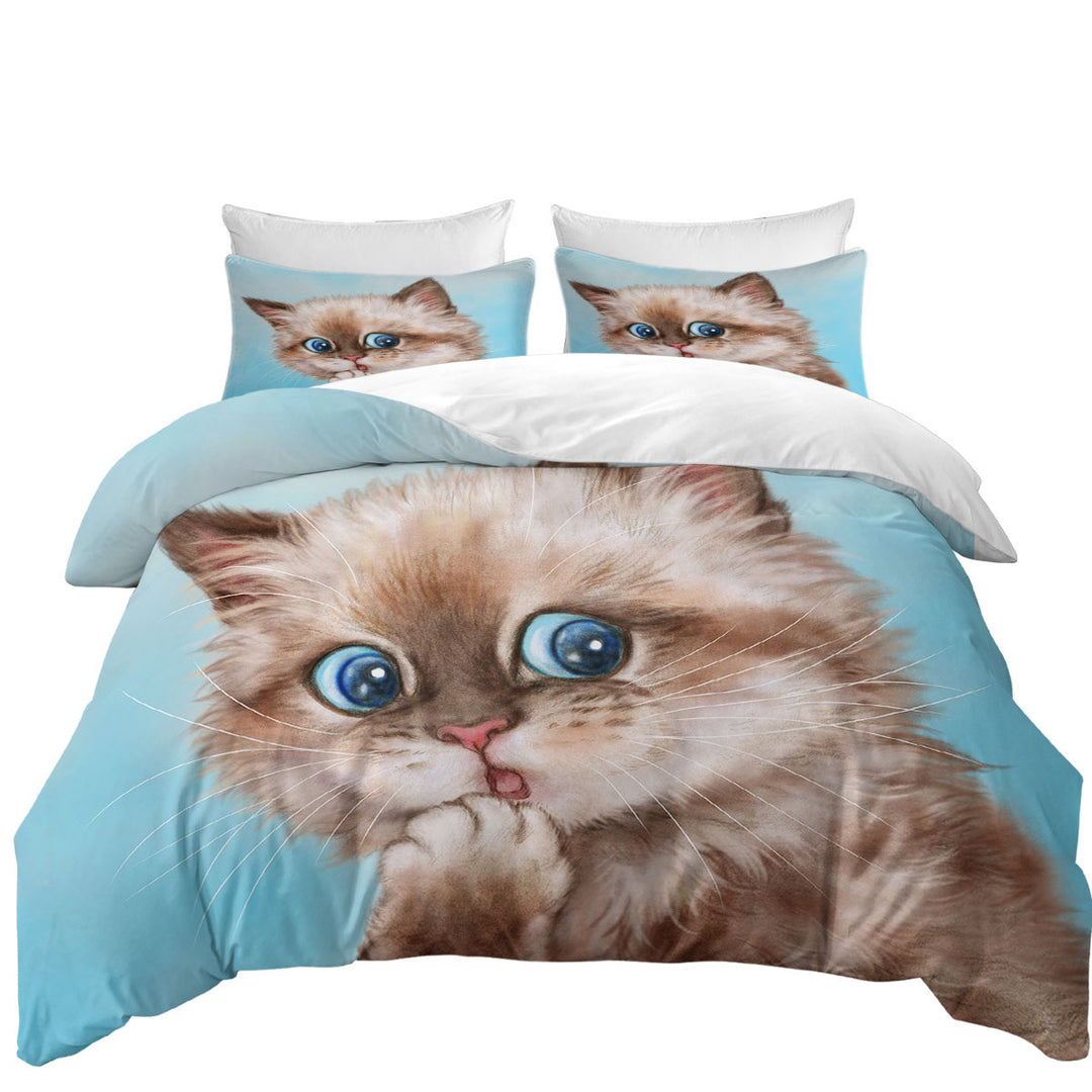 Duvet Covers with Adorable Brown Tabby Kitten for Kids