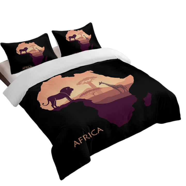 Duvet Covers with African Lion and Giraffe