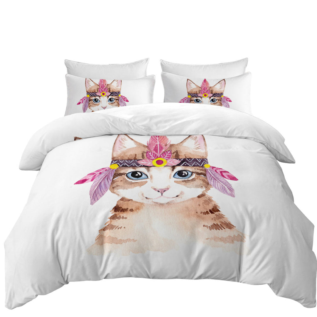 Duvet Covers with Art Painting Adorable Native American Kitten