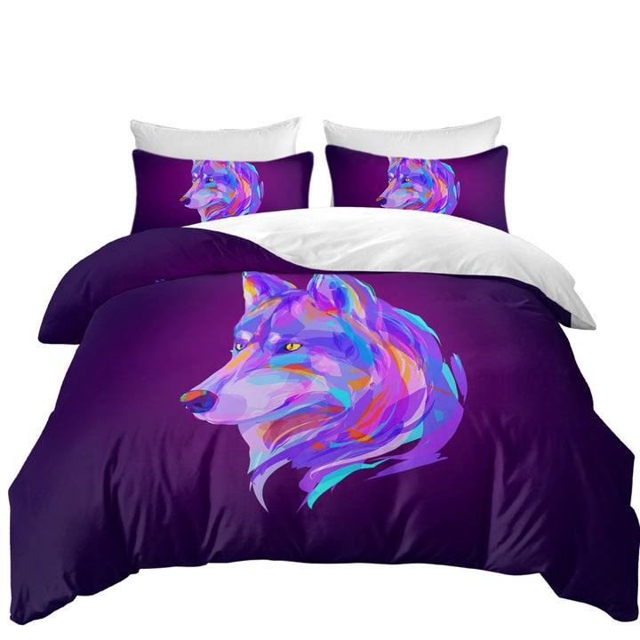 Duvet Covers with Artistic Purple Wolf