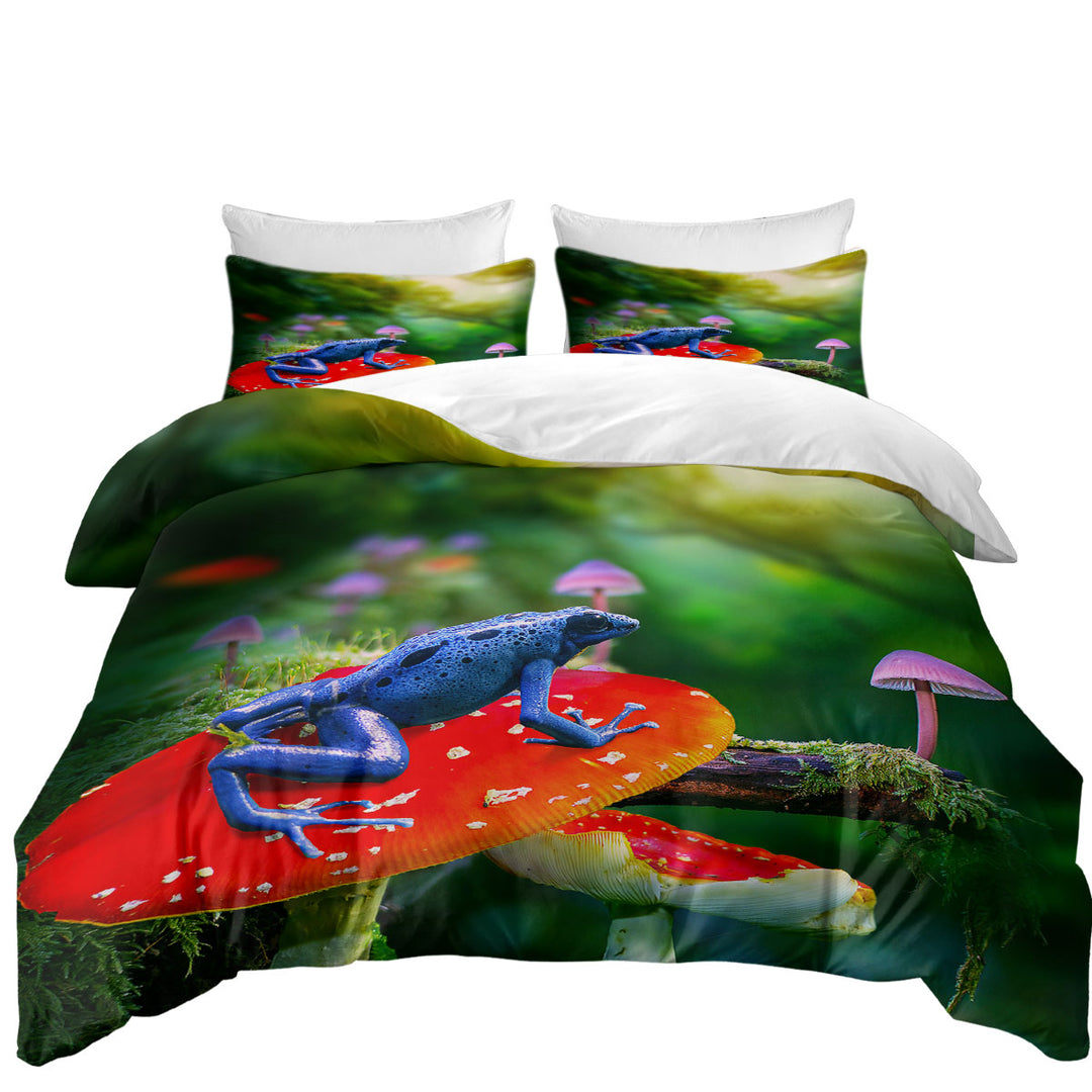 Duvet Covers with Beautiful Nature Frog on Mushroom