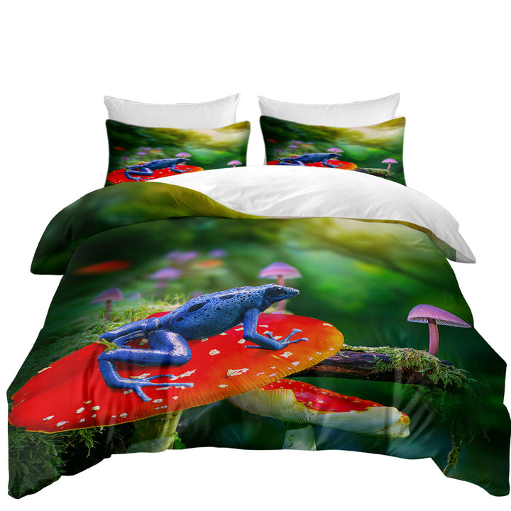 Duvet Covers with Beautiful Nature Frog on Mushroom