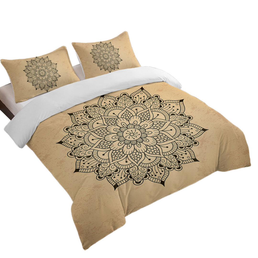 Duvet Covers with Black Mandala over Light Tan