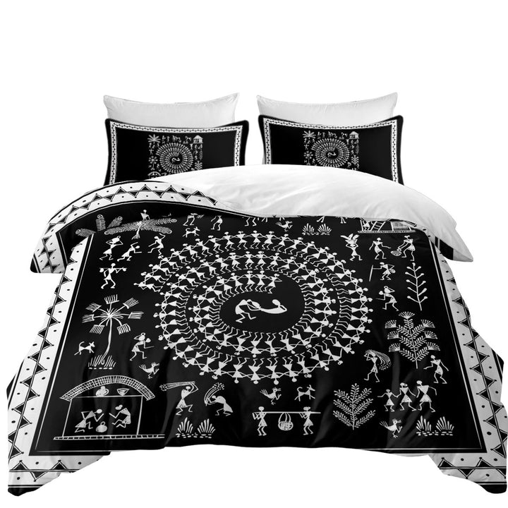 Duvet Covers with Black and White African Tribe Story