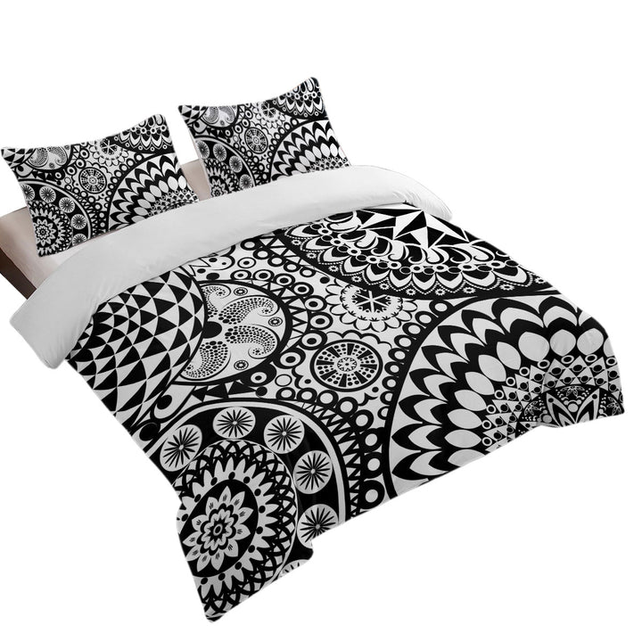 Duvet Covers with Black and White Mandalas Pile