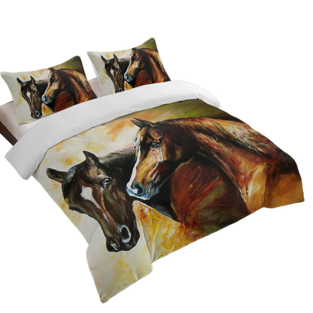 Duvet Covers with Brown Painted Horses