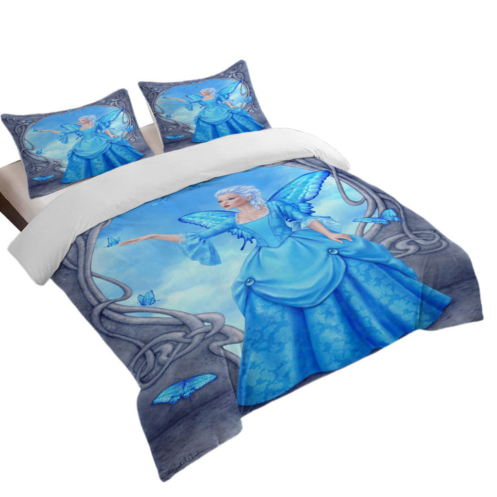 Duvet Covers with Butterflies and Blue Topaz Butterfly Girl