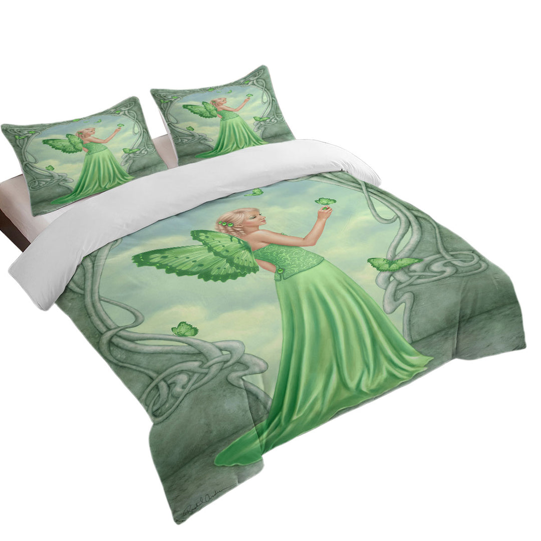 Duvet Covers with Butterflies and Green Peridot Butterfly Girl