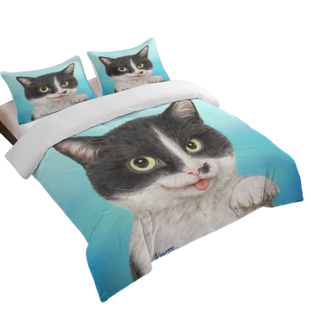 Duvet Covers with Cats Art Paintings Black and White Cat