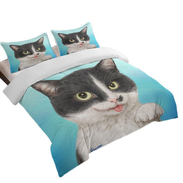 Duvet Covers with Cats Art Paintings Black and White Cat