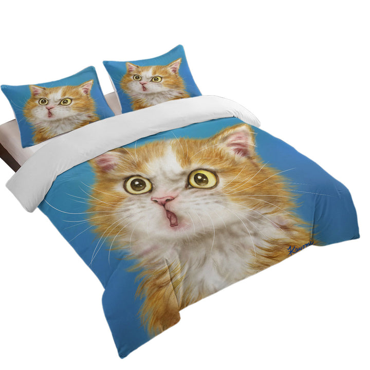 Duvet Covers with Cats Cute Faces Drawings Wondering Ginger Kitten