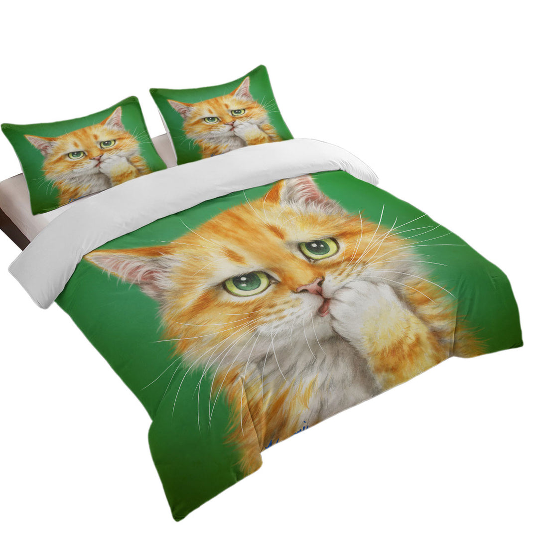 Duvet Covers with Cats Funny Faces Drawings a Concerned Ginger