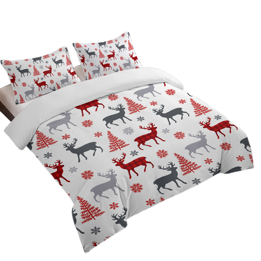 Duvet Covers with Christmas Tree Deer and Snow Pattern