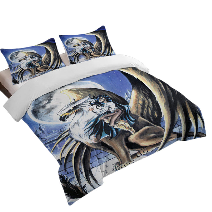 Duvet Covers with Cool Art Full Moon Watchtower Griffin