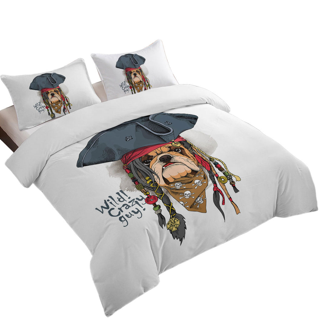 Duvet Covers with Cool and Crazy Pirate Bulldog