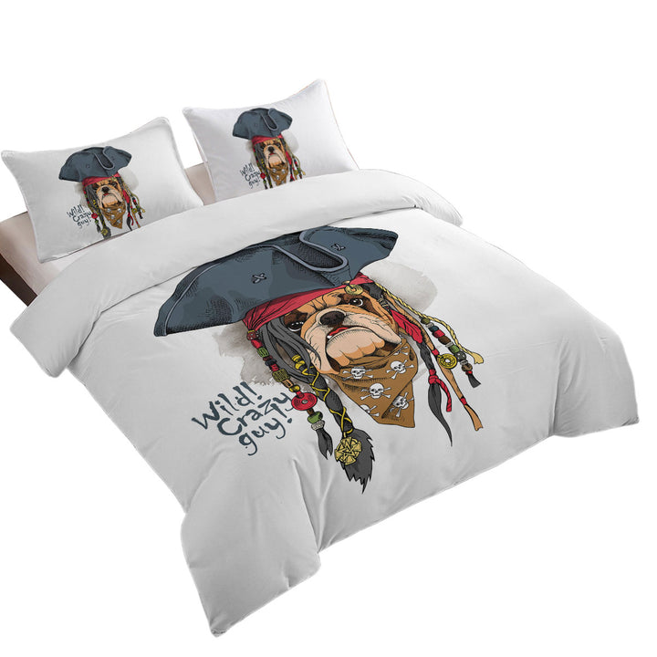 Duvet Covers with Cool and Crazy Pirate Bulldog