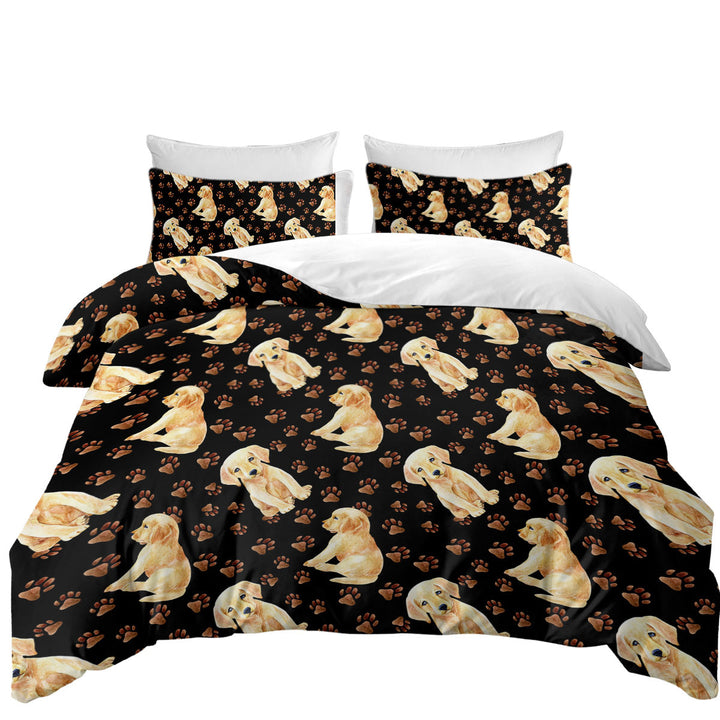 Duvet Covers with Cute Pattern of Dog Paw and Labrador Puppy