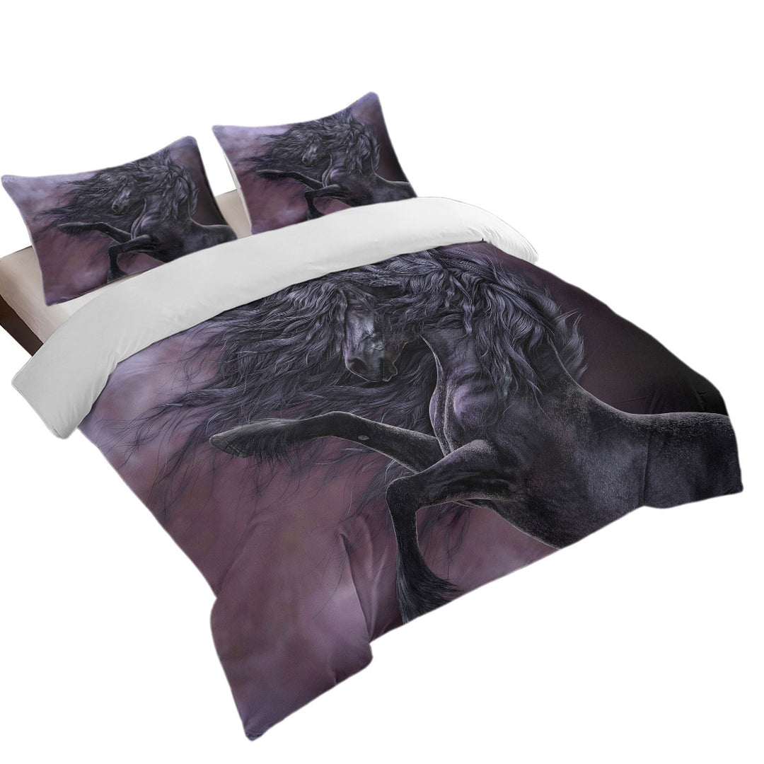 Duvet Covers with Fabulous Black Horse the Ebony Fire