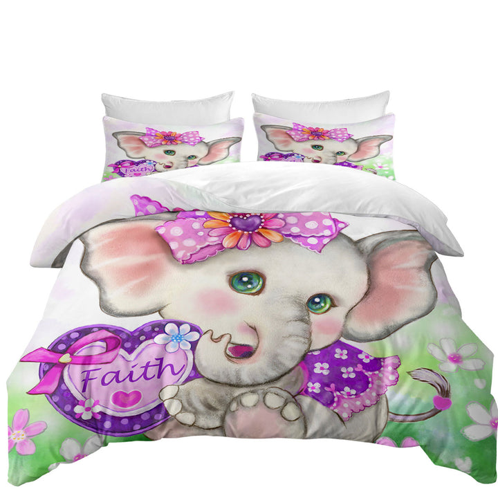 Duvet Covers with Faith Kids Inspiring Design Cute Girly Elephant