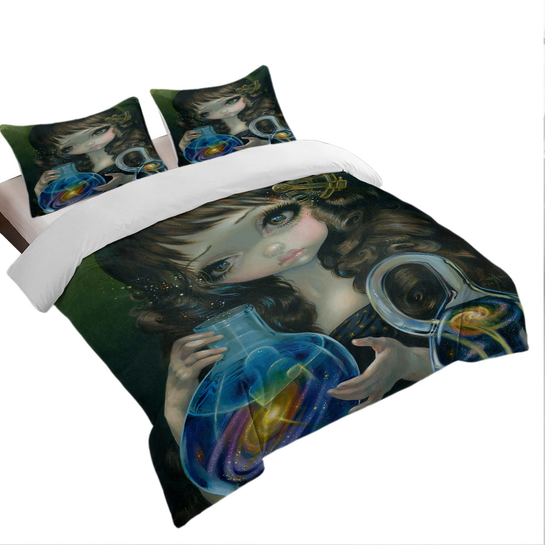 Duvet Covers with Fine Art Alchemical Girl Microcosm Galaxy