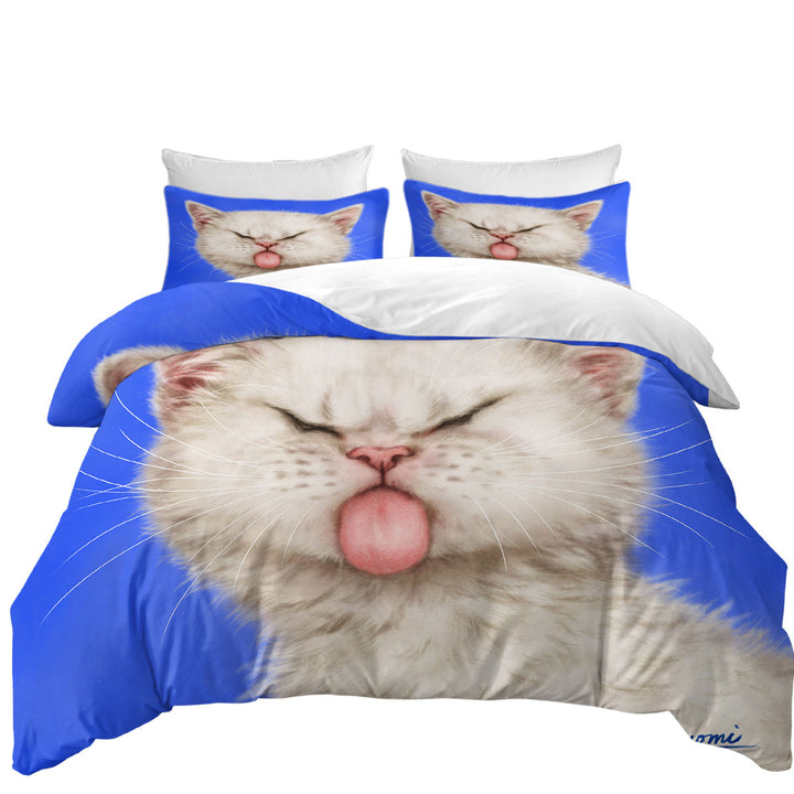 Duvet Covers with Funny Cats Silly Face Tongue Out Kitten