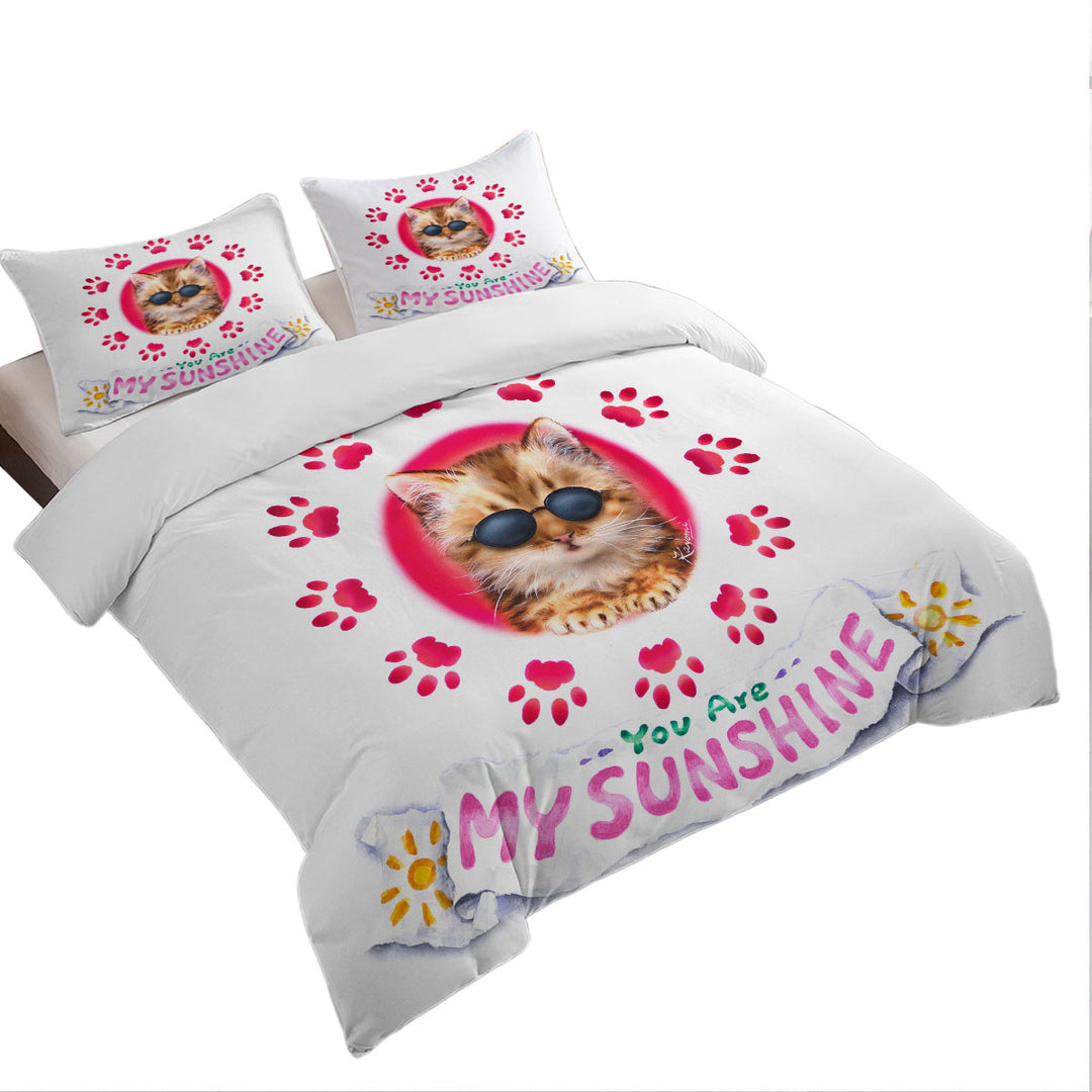Duvet Covers with Funny Sunglasses Cat Quote and Paws