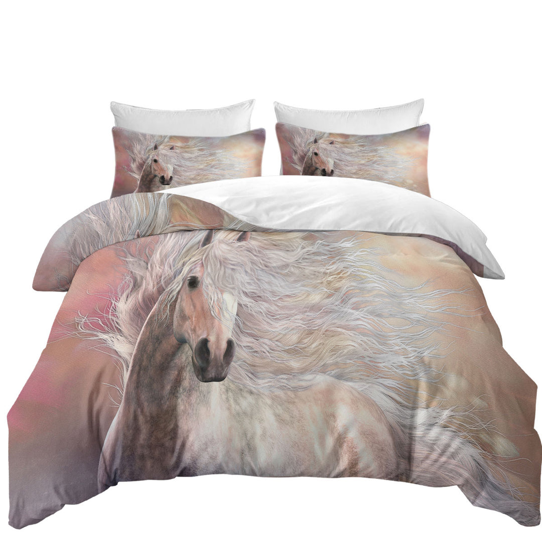Duvet Covers with Horses Art Cielo the Long Haired White Horse