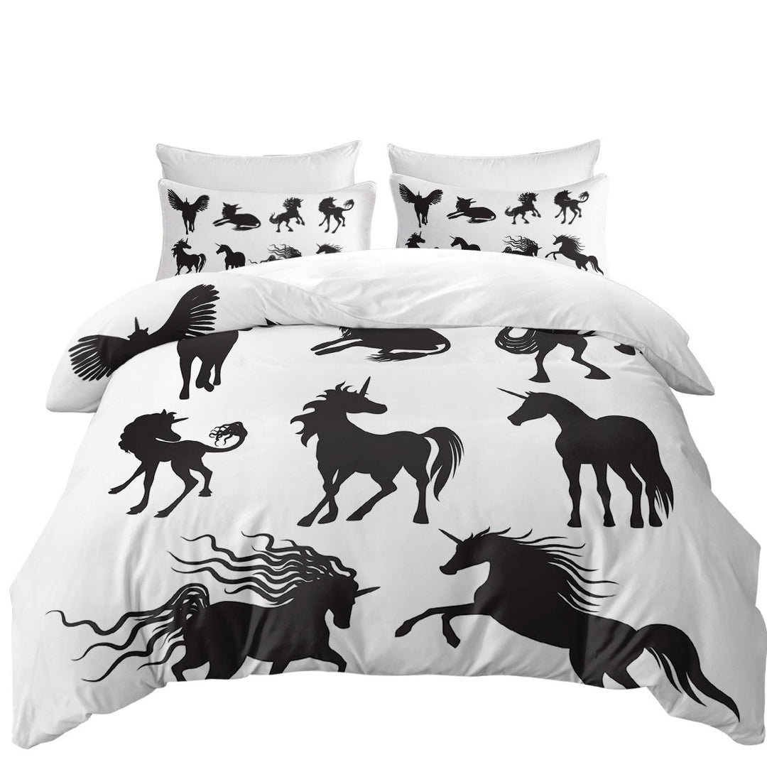 Duvet Covers with Legendary Unicorn Silhouettes