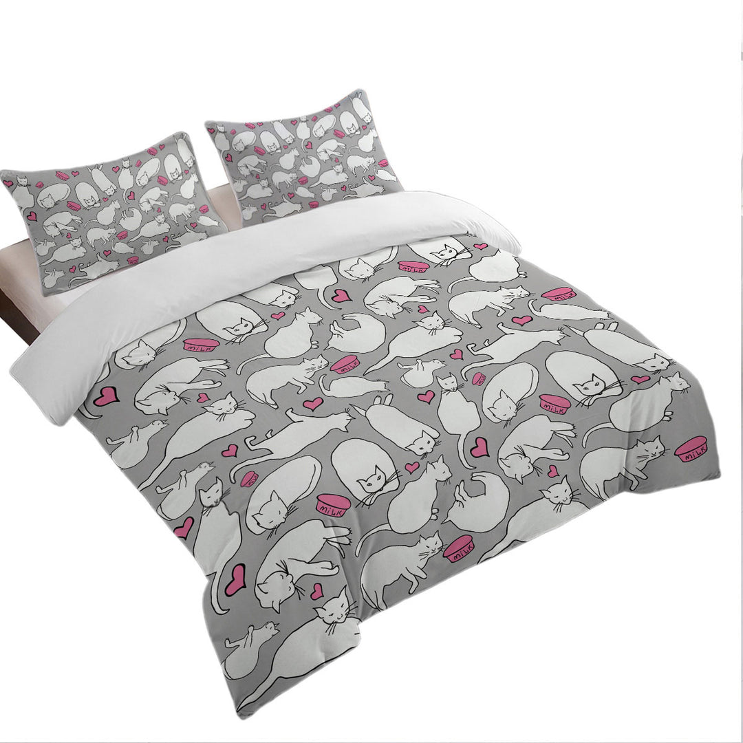 Duvet Covers with Lovely Cats Drawings