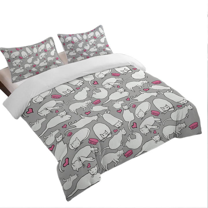 Duvet Covers with Lovely Cats Drawings