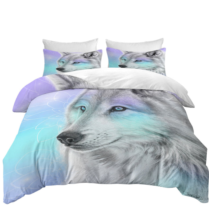 Duvet Covers with Pastel Dream Wolf