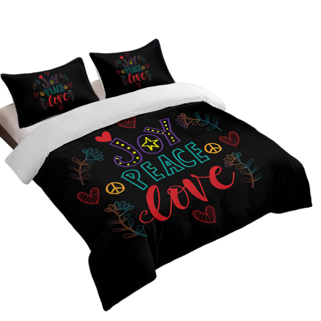 Duvet Covers with Positive Print Joy Peace and Love