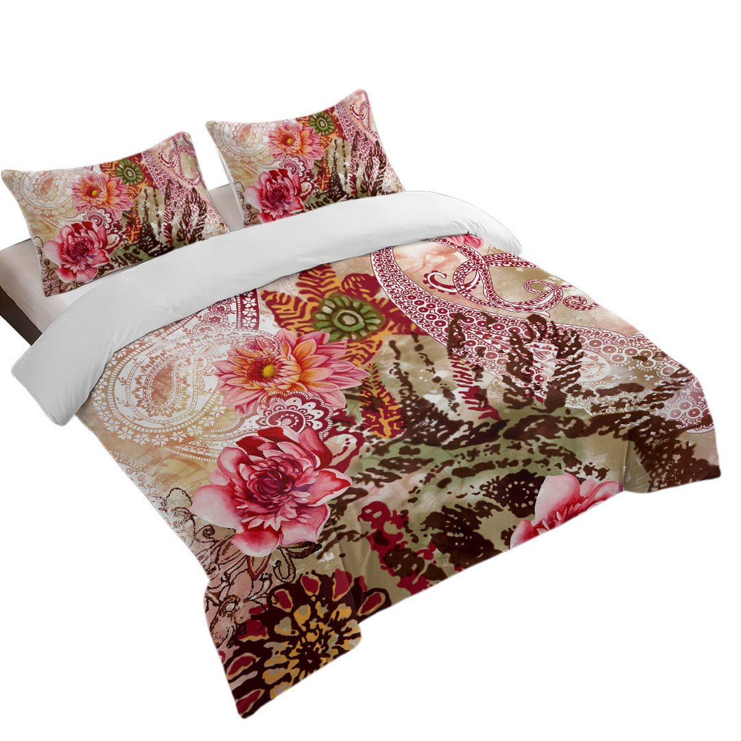 Duvet Covers with Rosy Oriental Flowers
