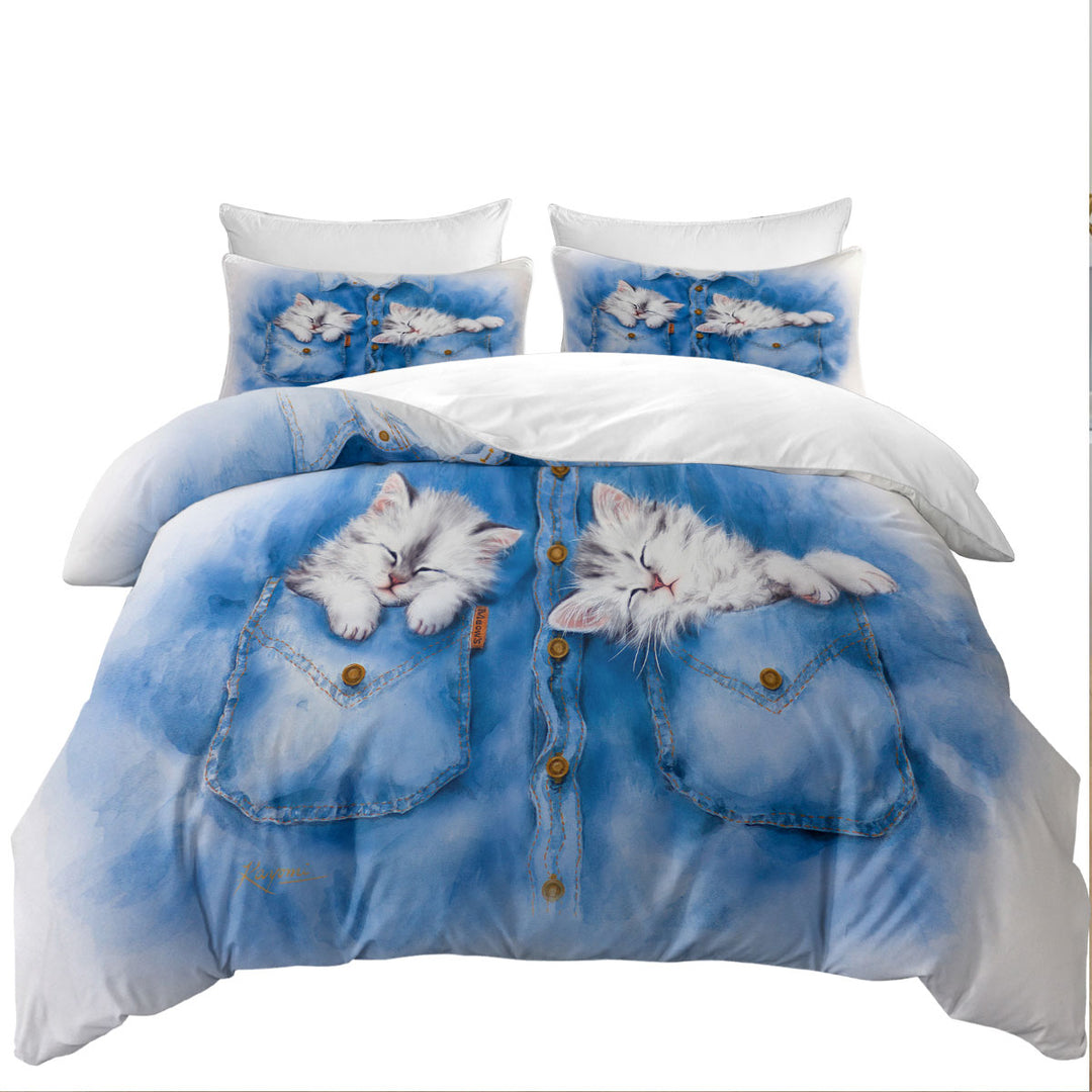Duvet Covers with Sweet Dreams Cute Funny Sleeping Grey Kittens