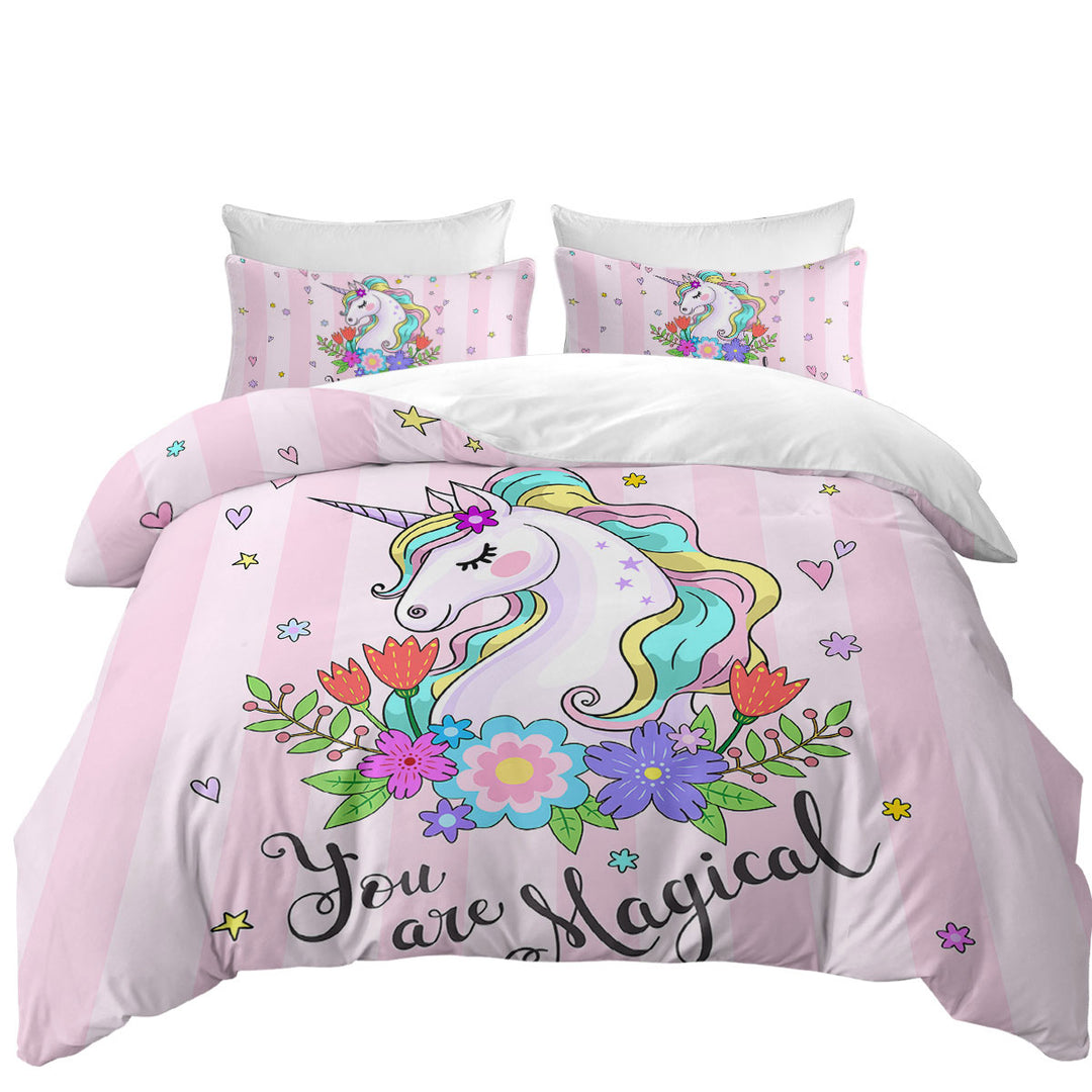 Duvet Covers with You are Magical Girly Unicorn