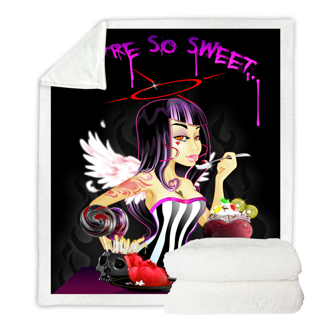 Dying for Dine Sexy Scary Girl Throw Blanket