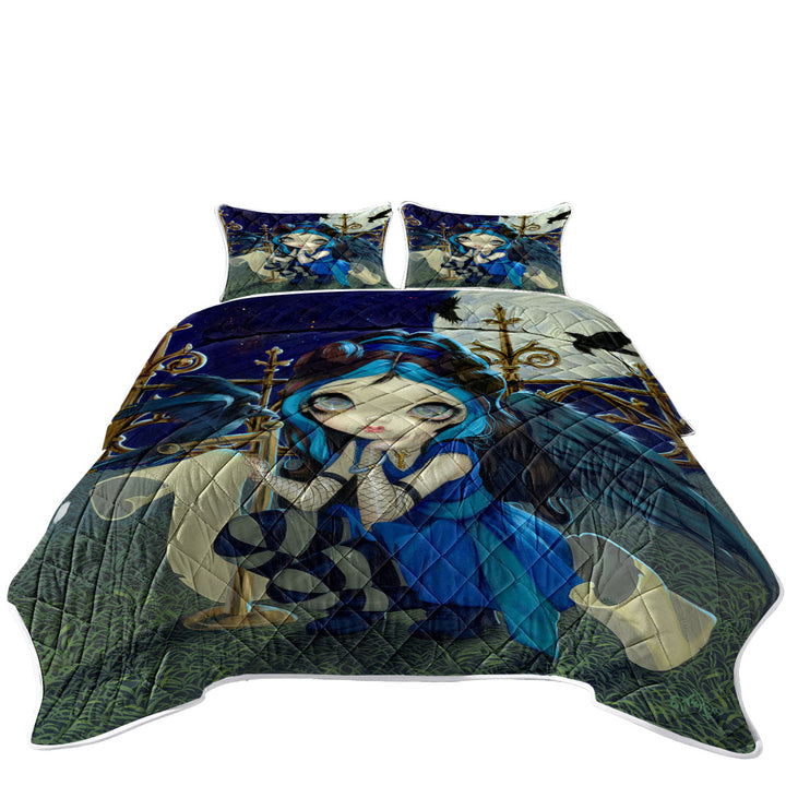 Edgar Allan Poe the Raven Gothic Raven Winged Girl Quilt stores near me
