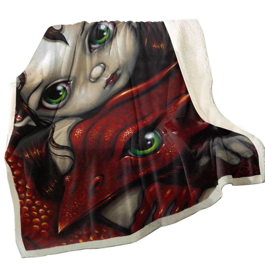 Elf Maiden and Her Dragon Fleece Blankets