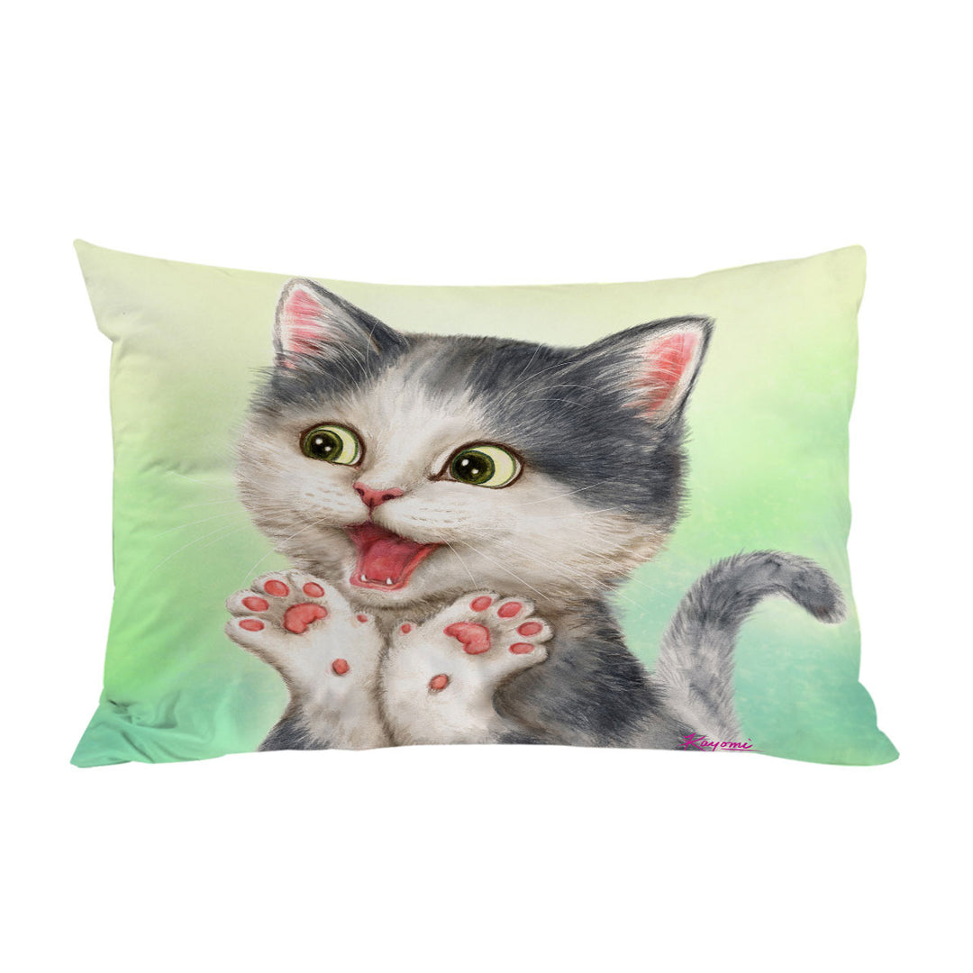 Excited Lovely Kitten for Kids Pillowcase