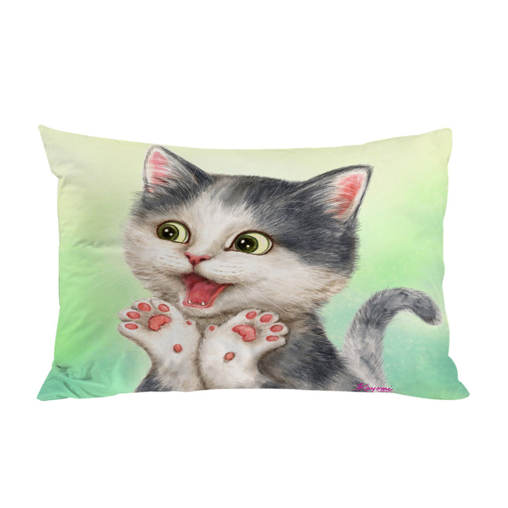 Excited Lovely Kitten for Kids Pillowcase