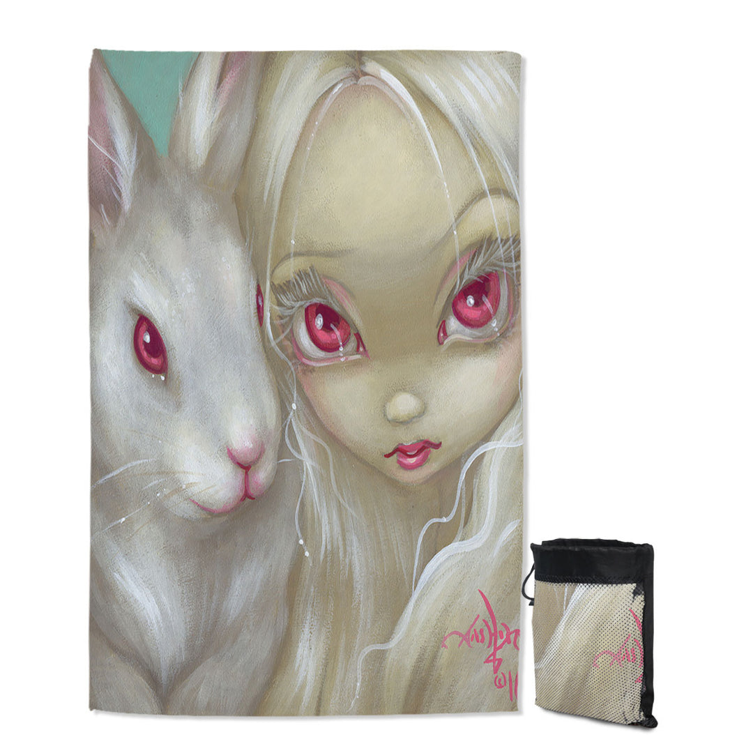 Faces of Faery _100 Beautiful Albino Girl and Bunny Quick Dry Beach Towel for Travel