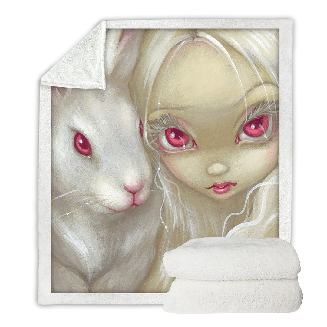 Faces of Faery _100 Beautiful Albino Girl and Bunny Sherpa Blanket