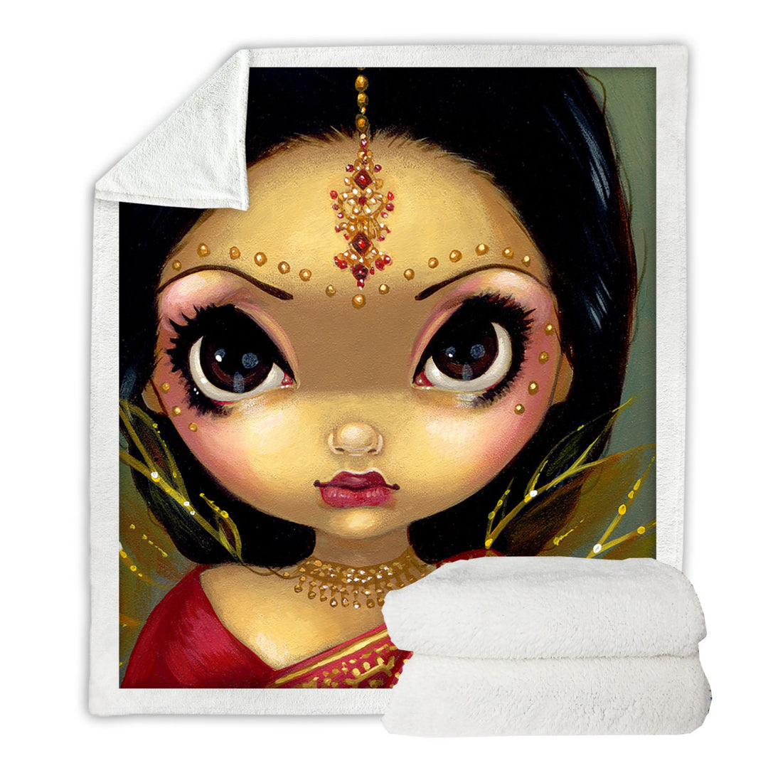 Faces of Faery _108 Beautiful Indian Princess Throw Blanket
