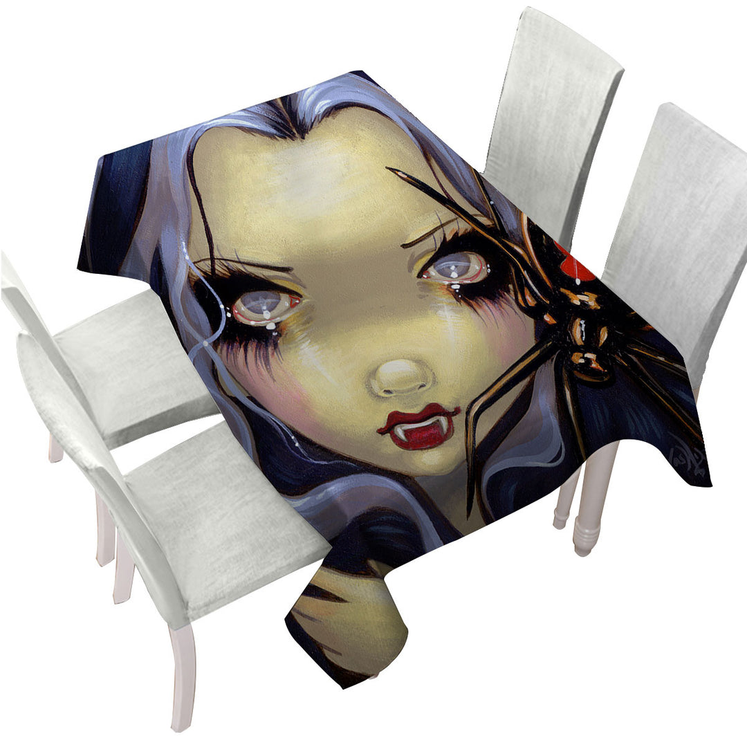 Faces of Faery _110 Vampire Girl Black Widow Spider Tablecloth