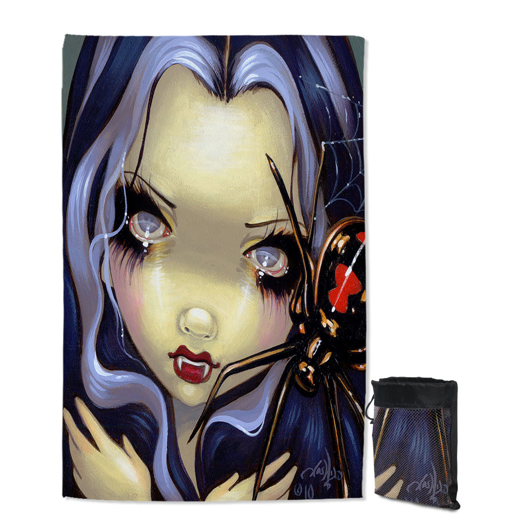 Faces of Faery _110 Vampire Girl Black Widow Spider Travel Beach Towel