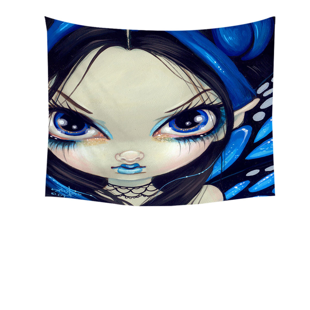 Faces of Faery _12 Blue Goth Girl Tapestry Wall Decor