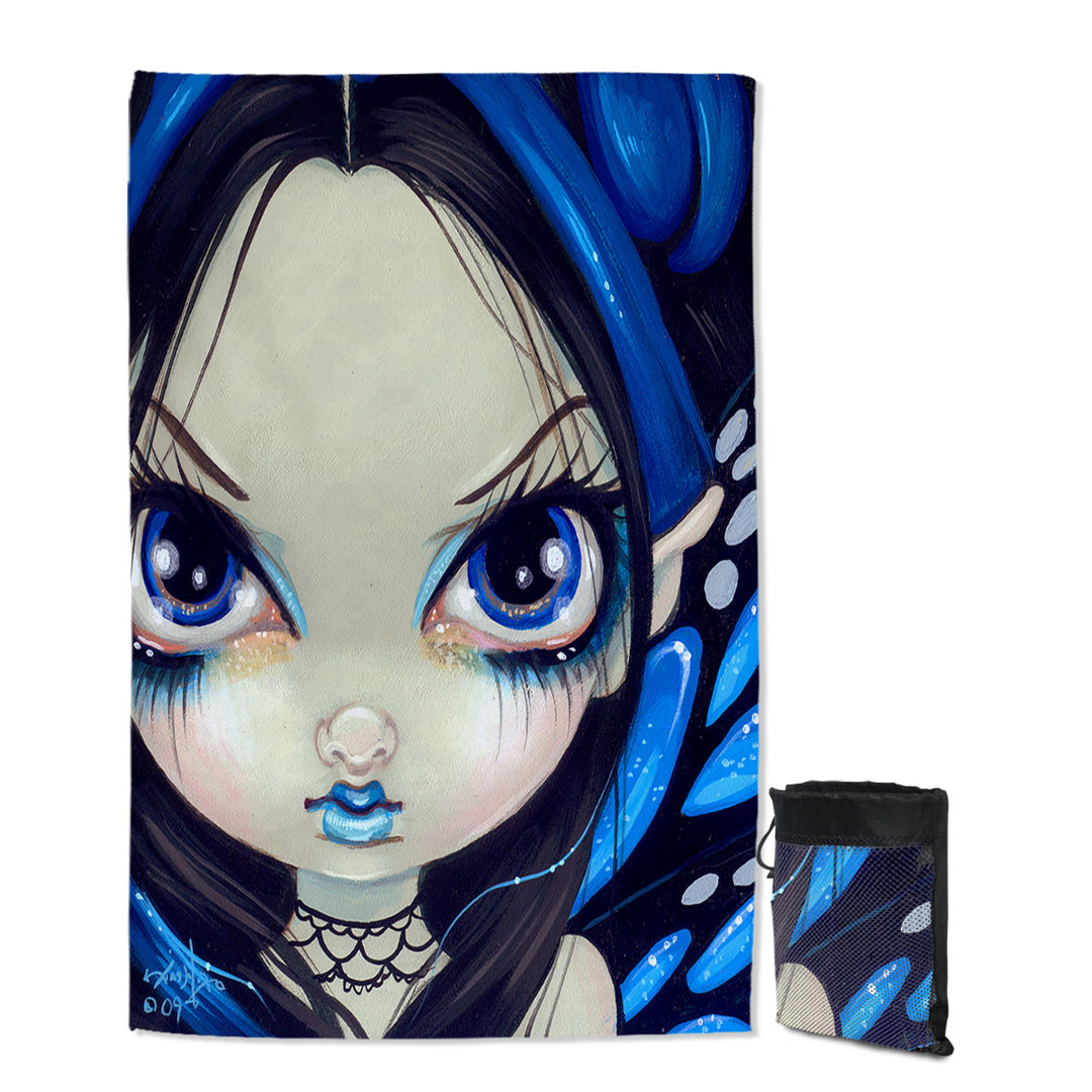 Faces of Faery _12 Blue Goth Girl Thin Beach Towels