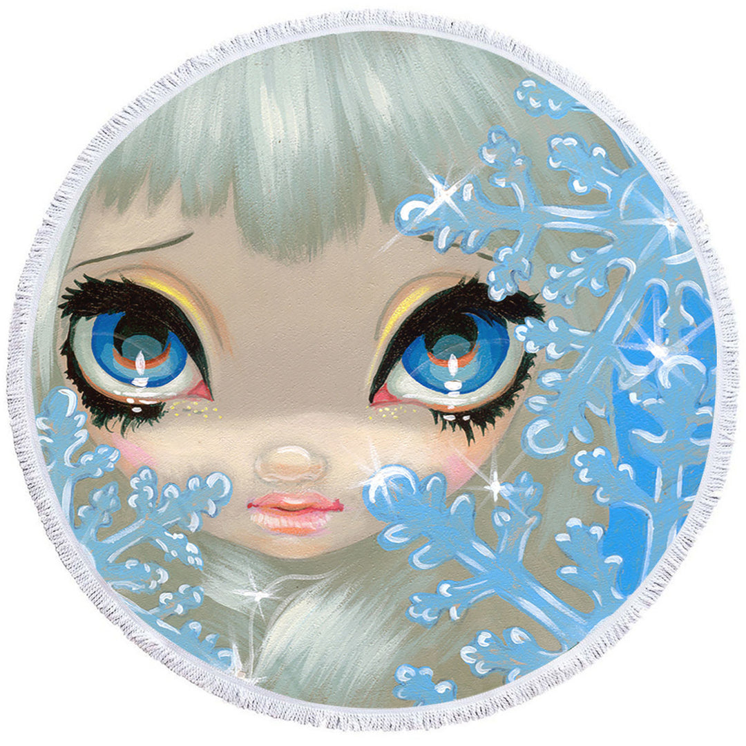 Faces of Faery _135 Beautiful Snowflake Ice Girl Beach Towel